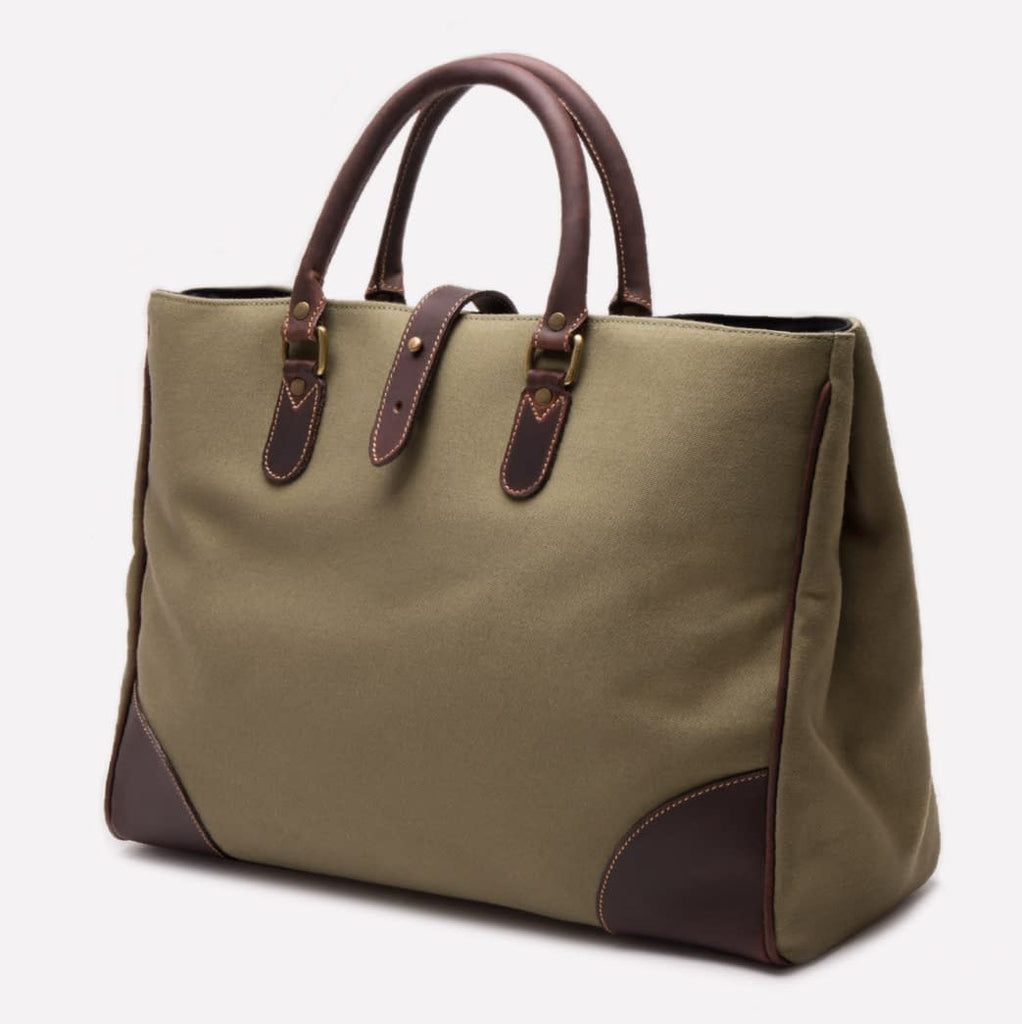 Ettinger Piccadilly Canvas Tote Olive side profile